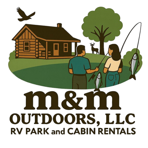logo for m&m campground