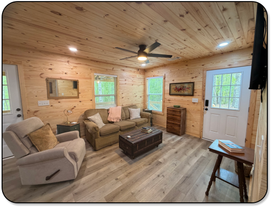 Beautiful wood surronding the cabin at M & M Outdoors Campground.