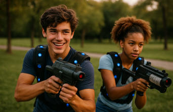 Kids playing laser tag at The Battlefield